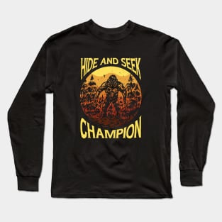 Retro Funny Big Foot Undefeated Hide & Seek Champion Long Sleeve T-Shirt